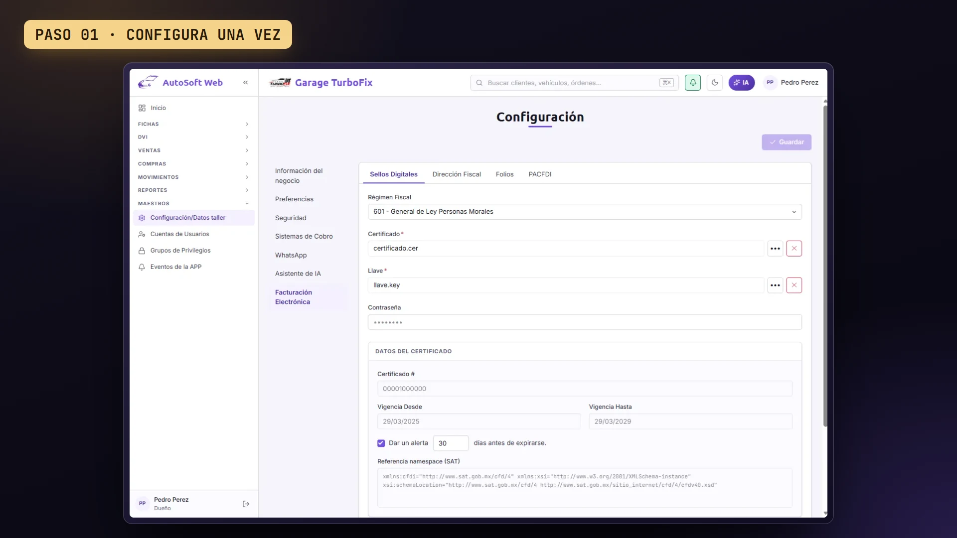 Demo completa de la facturación CFDI: configurar, emitir, timbrar, enviar, cobrar en parcialidades y cancelar.